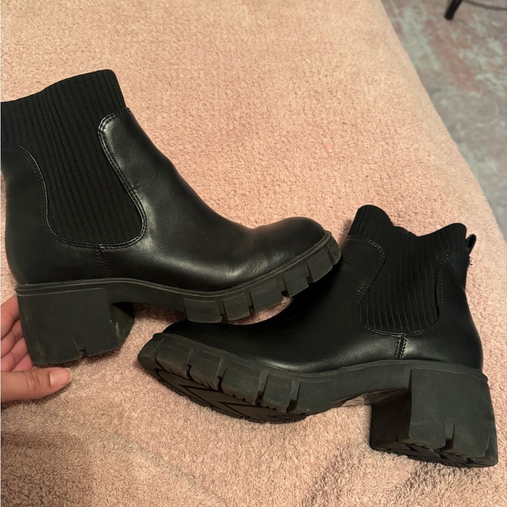 Black chunky ankle boots